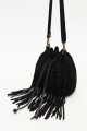 Cartera Tribal Fringes Negro