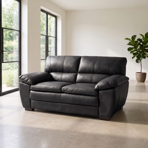 Sillón 100% Cuero - 2 Cuerpos Premium Negro