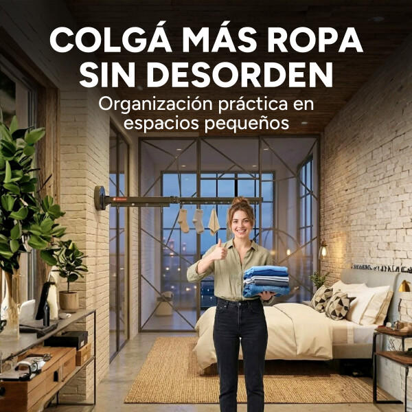 Tendedero Ropa Plegable Extensible 96 Cm 180° Ventosa Balcón Color Negro