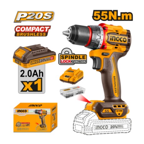 Taladro atornillador INGCO a batería con accesorios Taladro atornillador INGCO a batería con accesorios