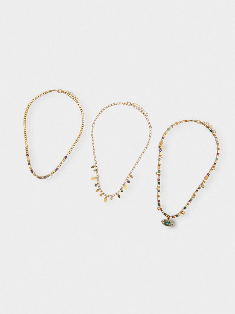 Set De Collares Con Piedras multicolor