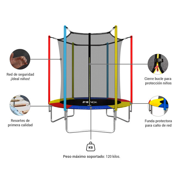 Cama Elástica de 1,83 M Trampolín Saltarín Multicolor (Azul, Rojo y Amarillo) Cama Elástica de 1,83 M Trampolín Saltarín Multicolor (Azul, Rojo y Amarillo)