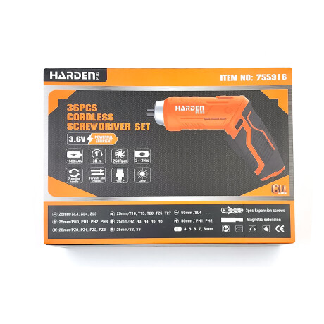 ATORNILLADOR A BATERIA 3.6V LITIO JUEGO 36 PCS HARDEN ++ N/a