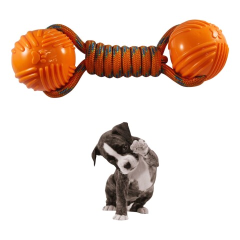 Juguete Masticable Perro Pelotas Macizas Resistente Ansiedad Color Variante Naranja