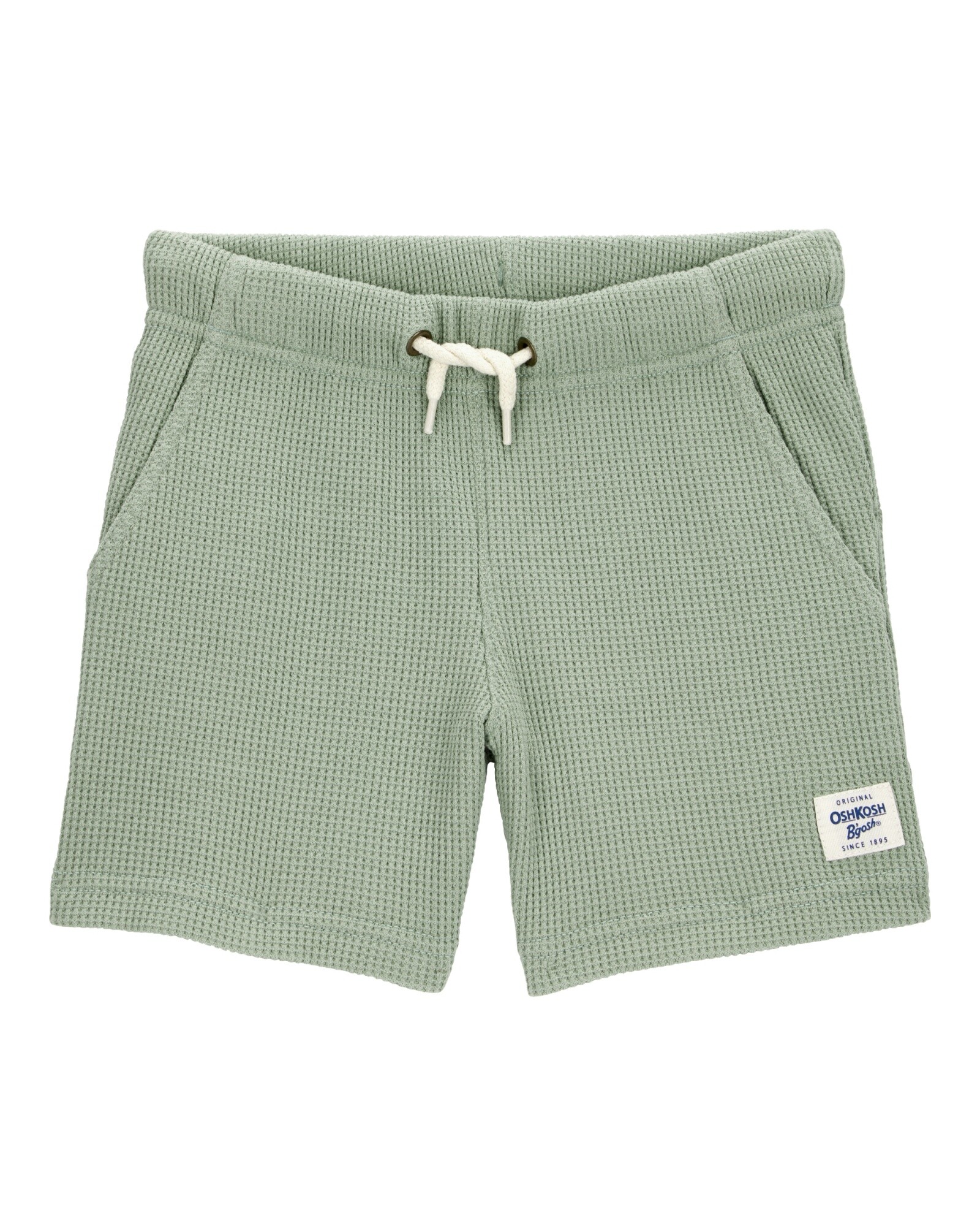 Short de algodón, punto waffle, verde Sin color