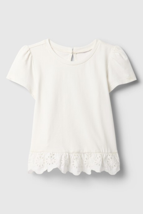 Remera Tunic Con Broderie Toddler Niña New Off White