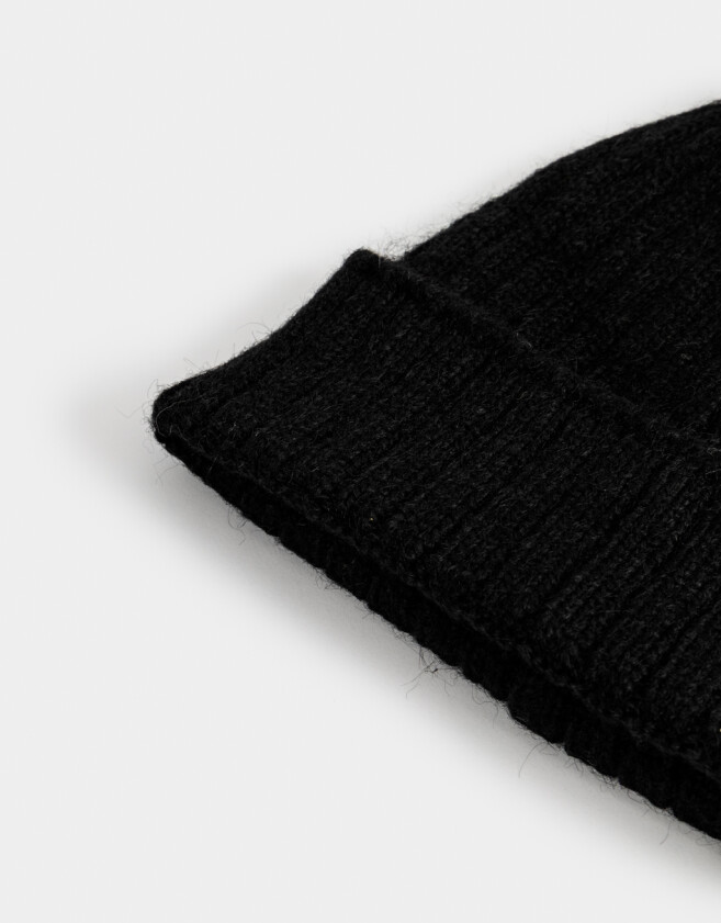 Gorro Clasico Gorro Tejido Con Pompón - Negro