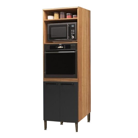Torre Mueble De Cocina Para Horno De Empotrar Y Microondas Color Nogal / Grafito Torre Mueble De Cocina Para Horno De Empotrar Y Microondas Color Nogal / Grafito