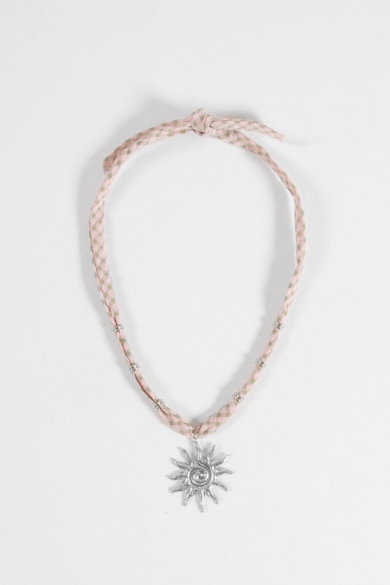 Collar acero cordón dije sol plateado