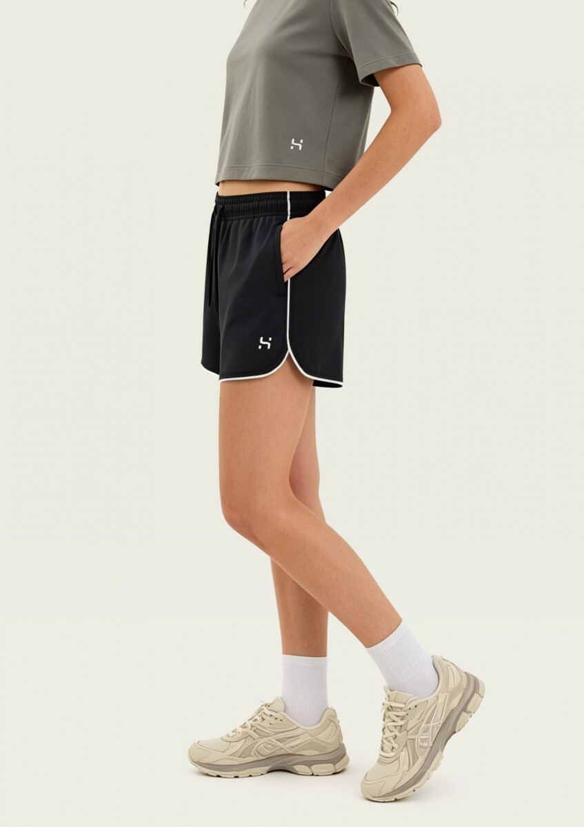SHORT DEPORTIVO CON CINTURA ELÁSTICA - NEGRO 