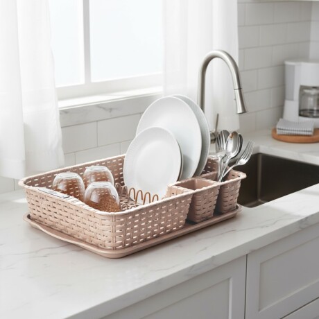 Escurridor de vajilla simil ratán BEIGE