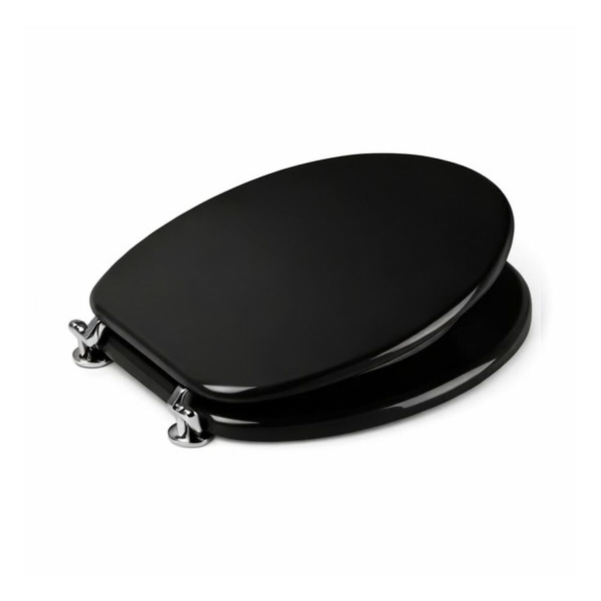 Tapa Inodoro Negra En Mdf Con Herraje Metálico 