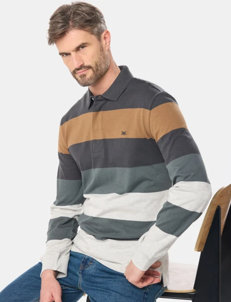 POLO JERSEY RAYADA Gris