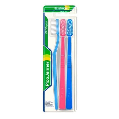 Cepillo de Dientes Pico Jenner Medio Plus 3 Unidades – Cepillo dental Cepillo de Dientes Pico Jenner Medio Plus 3 Unidades – Cepillo dental