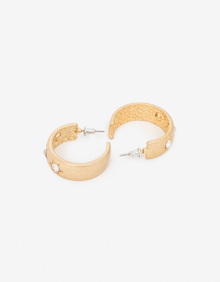 Aros Argollas Strass Aros Argolla Con Strass - Dorado Oro Amarillo