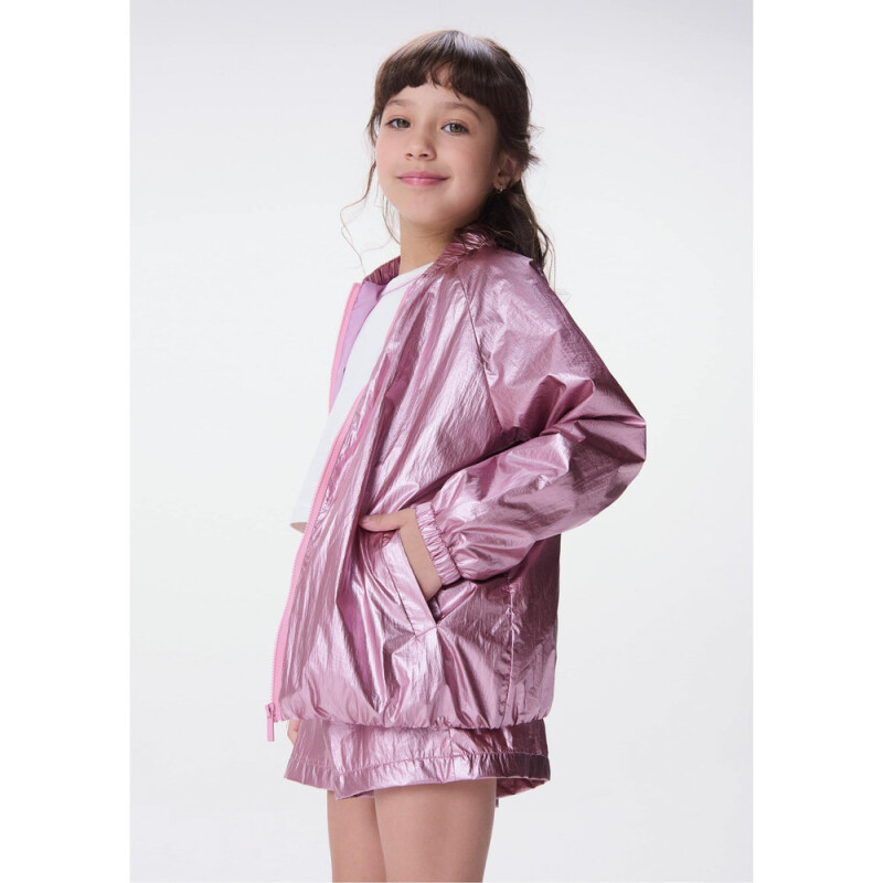 SHORTS FEM ROSA/GRAFITO