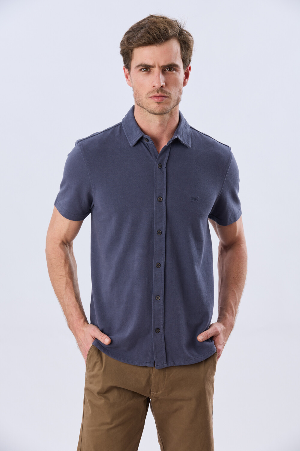 CAMISA PIQUÉ LISA Azul