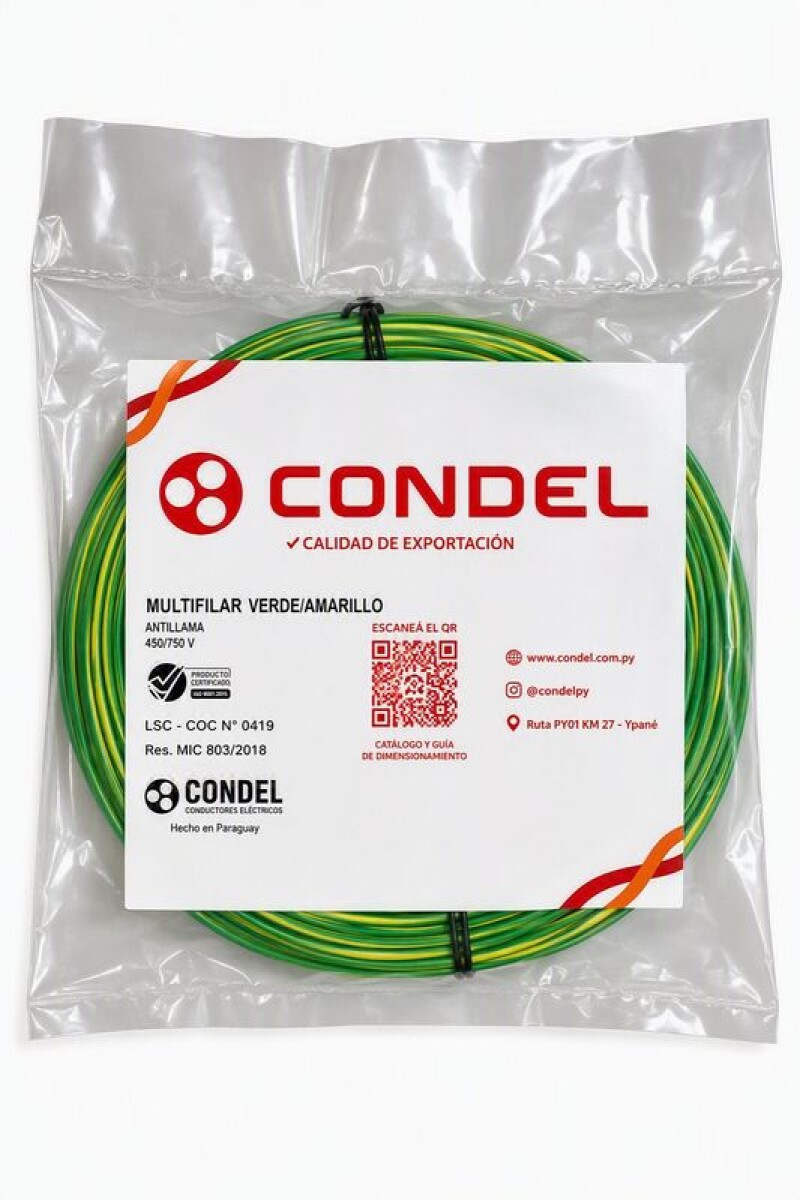 CABLE MULTIFILAR 2,50MM2 VERDE/AMARILLO CONDEL 