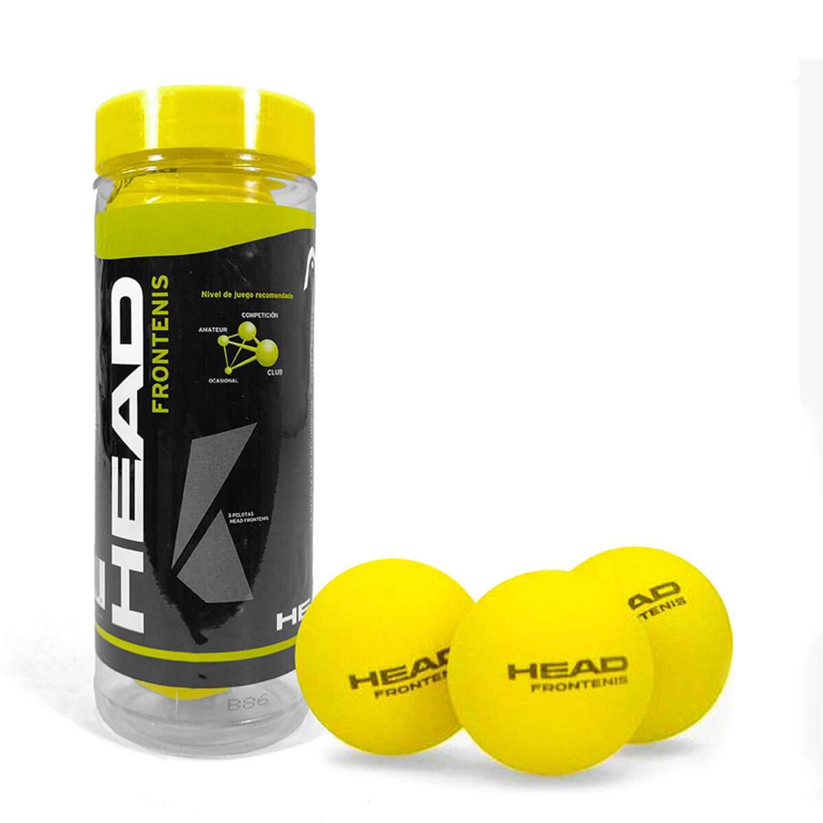 Set Tubo Penn X3 Pelotas P/ Frontón Y Paleta Colores - Amarillo 2 