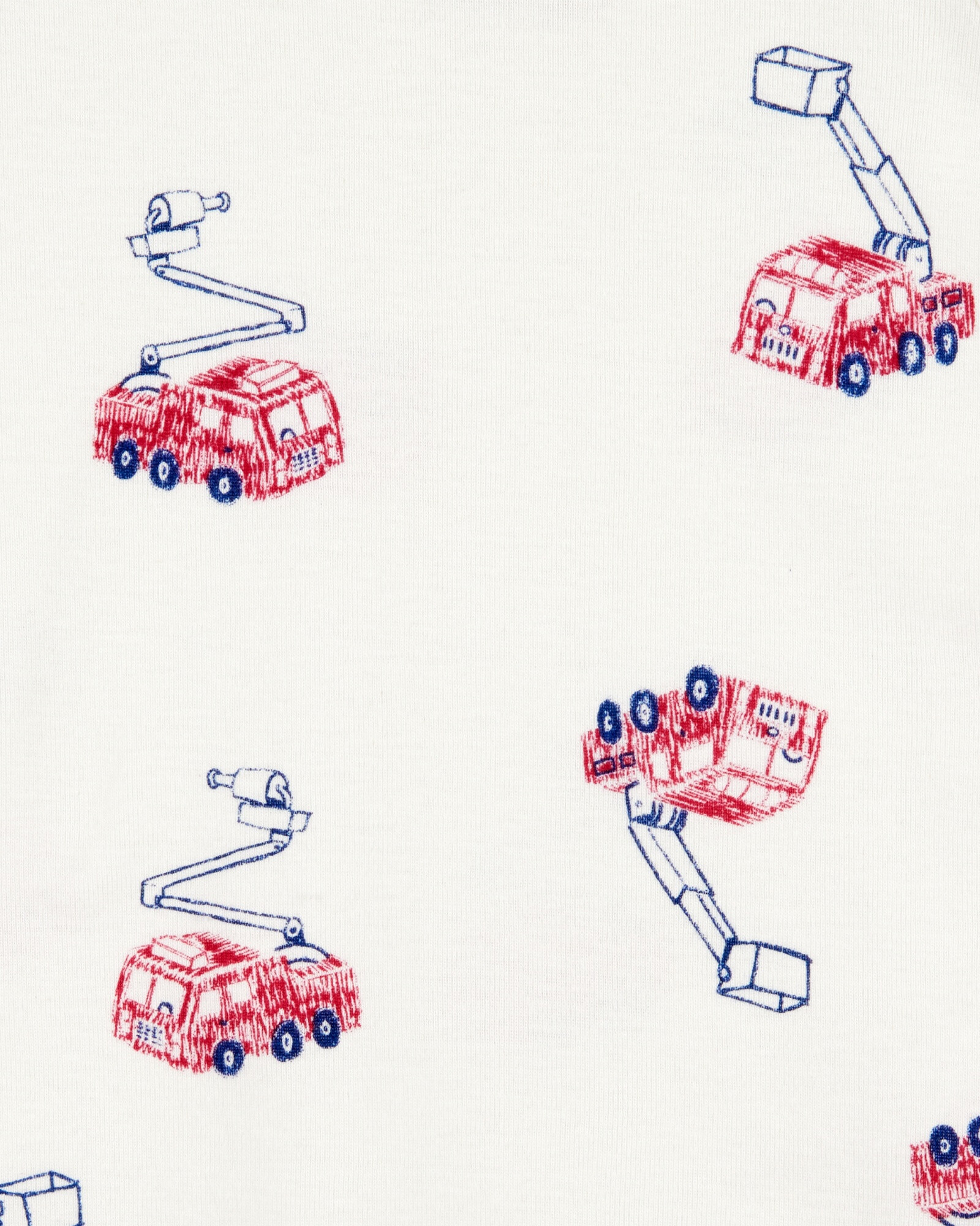 Pijama cuatro piezas de algodón, dos pantalones y dos remeras, diseño bomberos Sin color