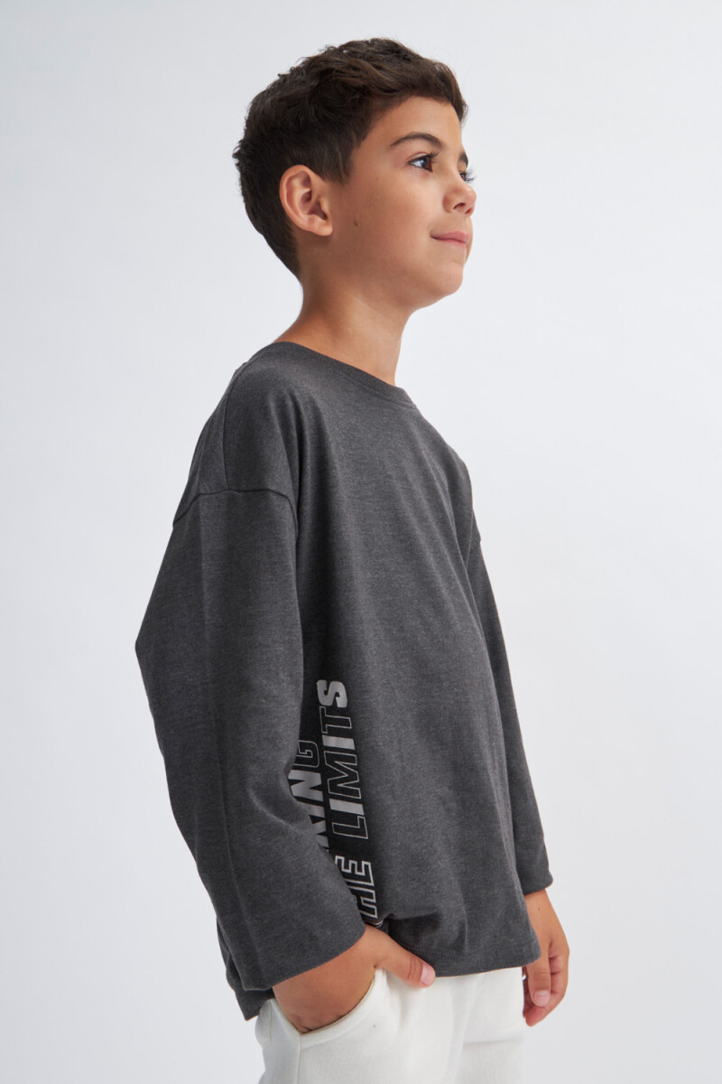 Camiseta manga larga estampada Gris