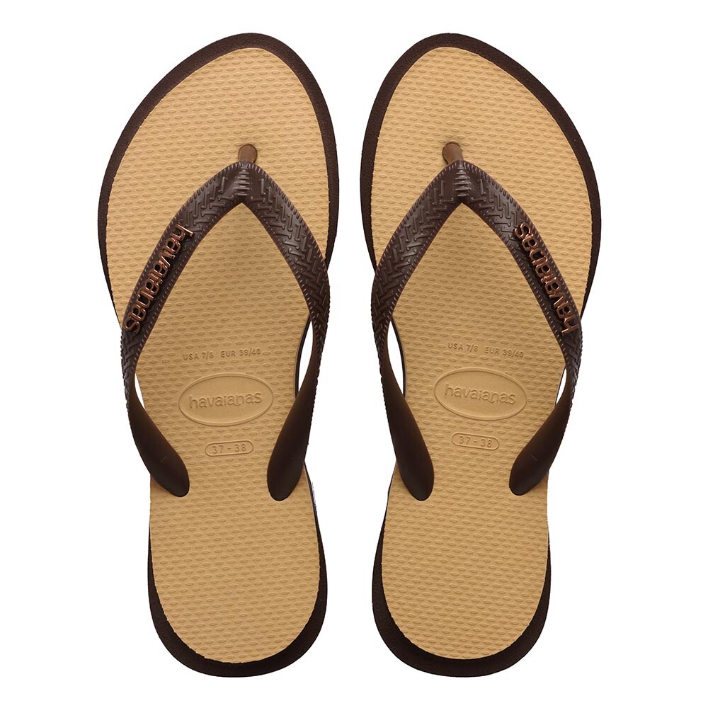 Sandalias Havaianas Top Point Fusion Mujer Marron Oscuro/Dorado