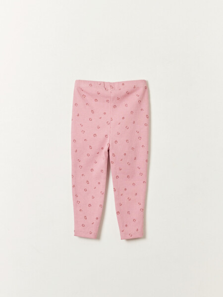 Calza rib estampada Animal Rosa