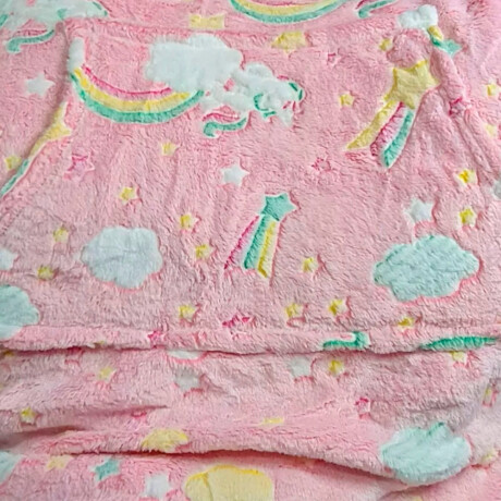 Buzo Manta Canguro Infantil Capucha Bolsillo Brillo Nocturno Rosa