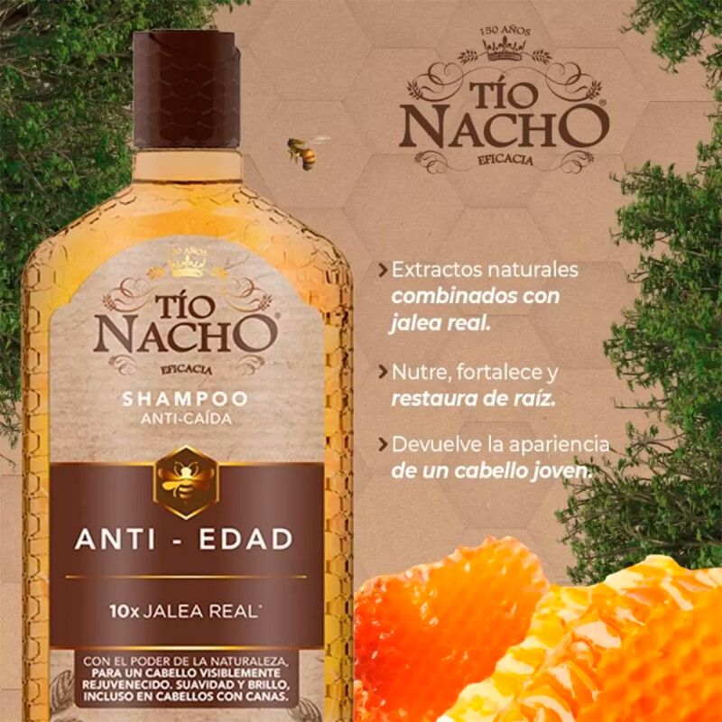 Pack Shampoo y Acondicionador Antiedad Jalea Real Tío Nacho de 415 ML Pack Shampoo y Acondicionador Antiedad Jalea Real Tío Nacho de 415 ML
