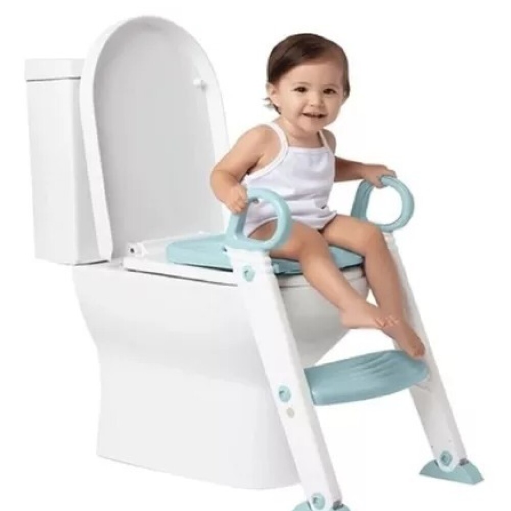Reductor de inodoro con escalera set entrenamiento BUBA celeste