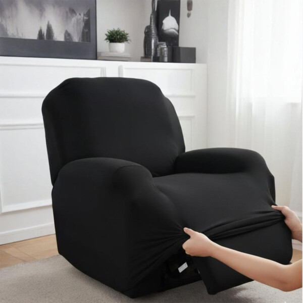 Cubre Sofa Reclinable Elastico Funda Elastizado De 1 Cuerpo Color Negro