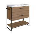 MUEBLE DE BAÑO 80 CM CON MESADA - MIEL/NEGRO MUEBLE DE BAÑO 80 CM CON MESADA - MIEL/NEGRO