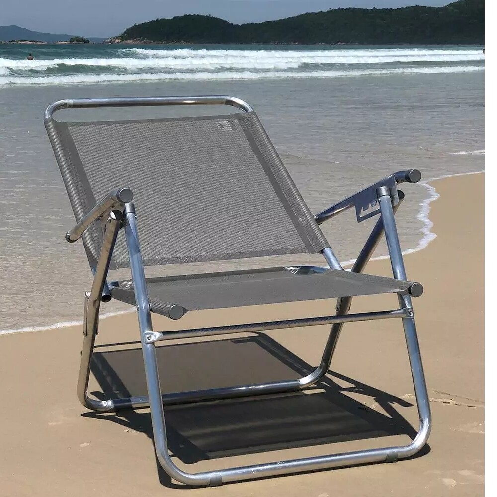 Sillón reclinable en aluminio King, 140 kg súper resistente GRIS