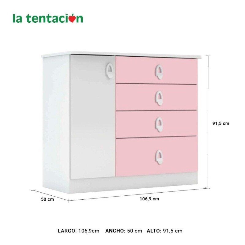 Cómoda Infantil 4 Cajones 1 Puerta Mdp opcion rosa/celeste Cómoda Infantil 4 Cajones 1 Puerta Mdp Opcion Rosa/celeste