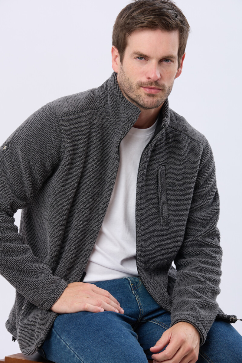 CAMPERA POLAR TEXTURADO - Gris 