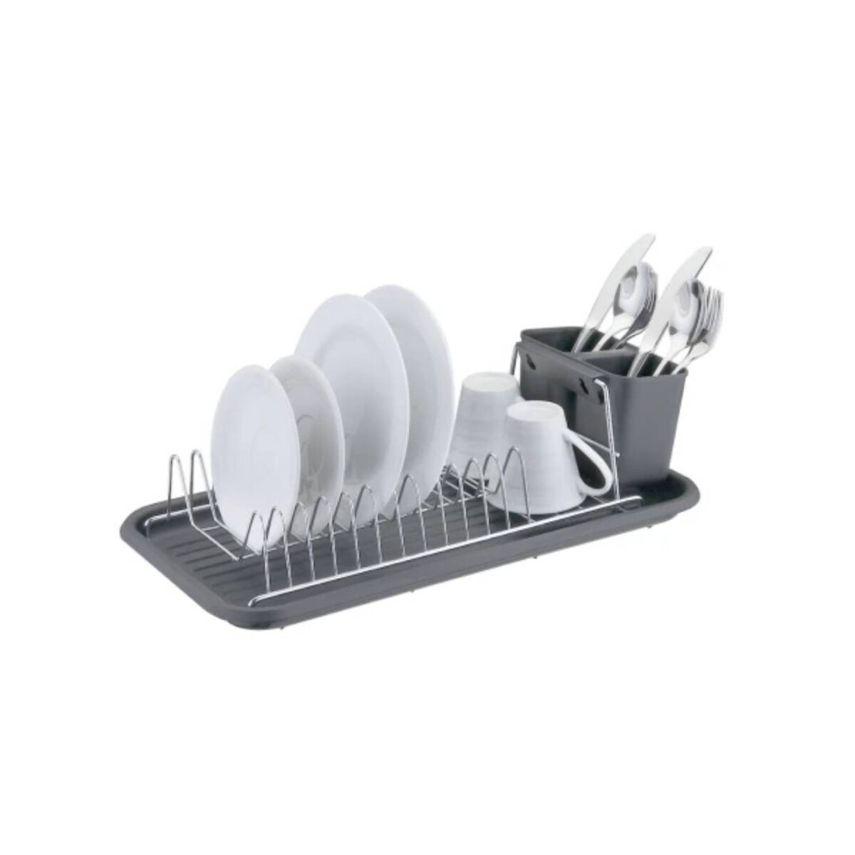 Escurridor A.Crom. C/Bandeja Y Cub. 44X24X12Cm - Gris 
