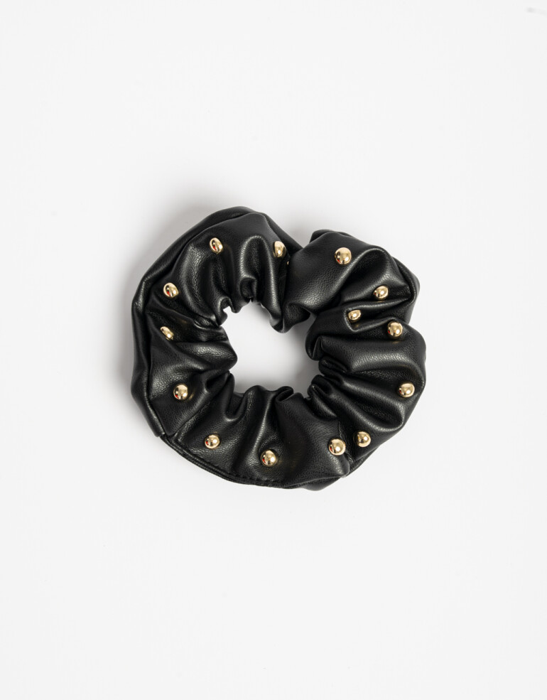 Skunzies Cuero/PU Scrunchie Con Studs - Combinacion Bicolor