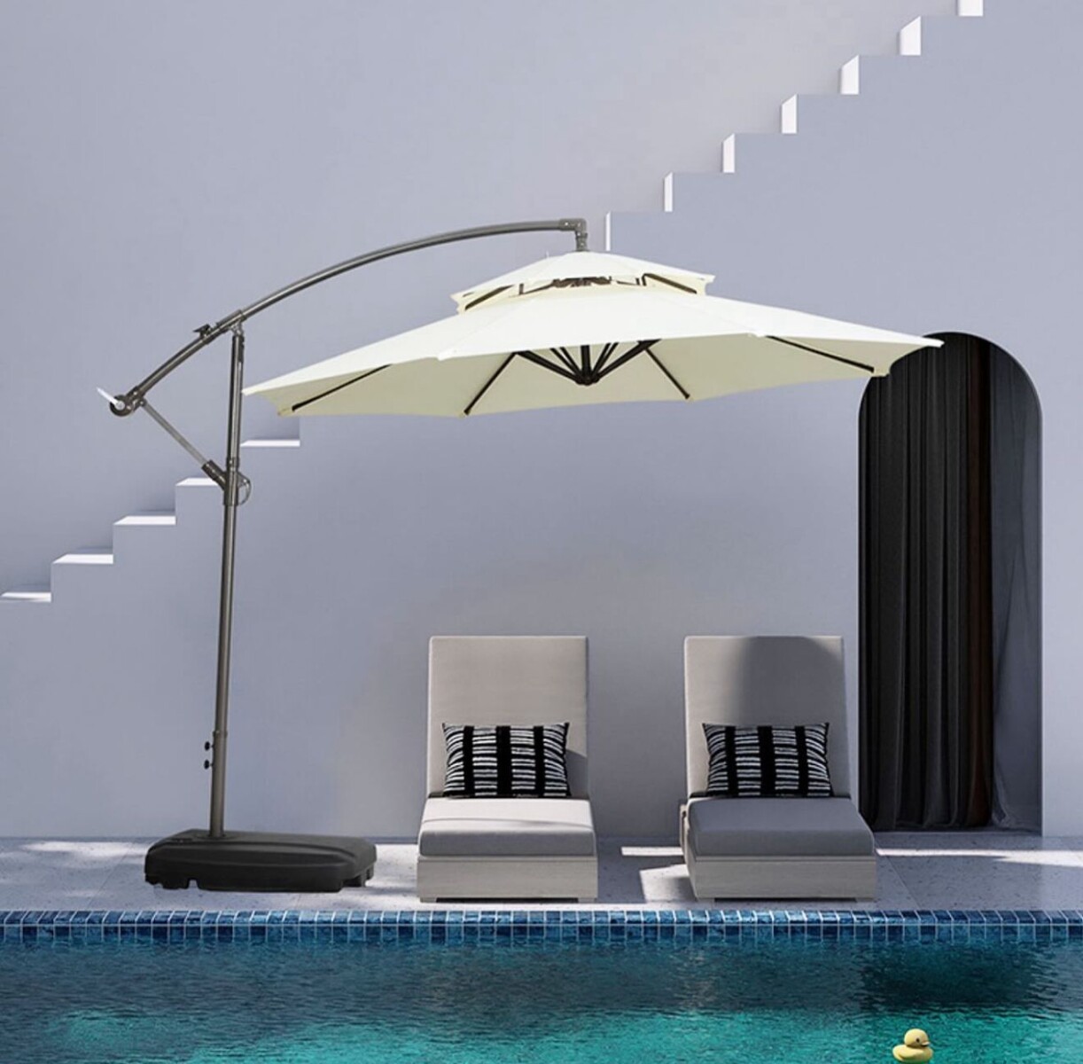 Sombrilla Colgante IPANEMA Doble Capa Blanco Crudo Ø2.7M 