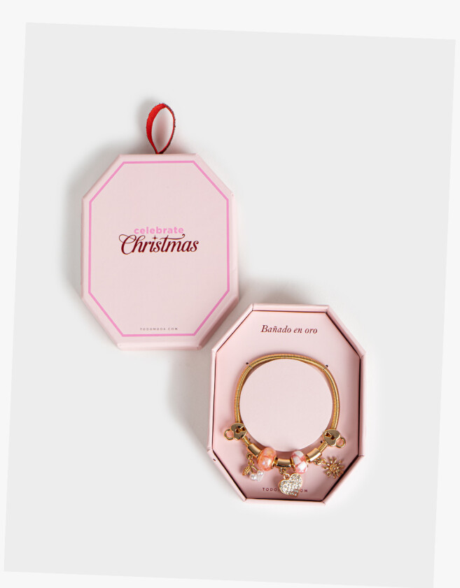 Pulseras Flexibles Bañada en Oro Pulsera Snake Con Dijes - Dorado