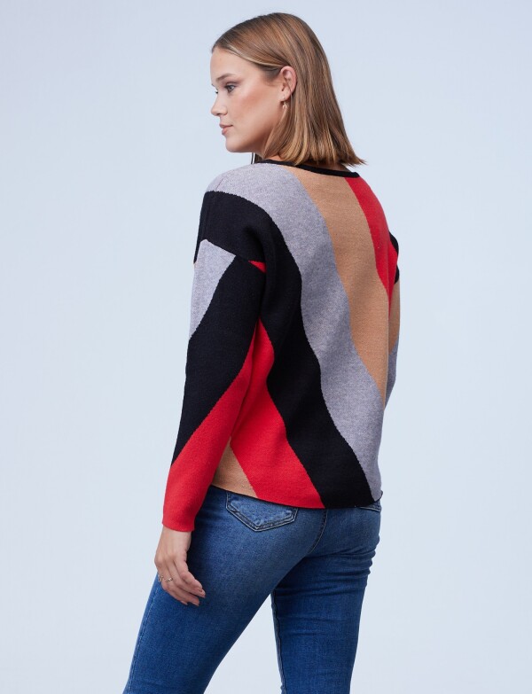 Buzo Dolman Colorblock MULTI/ROJO