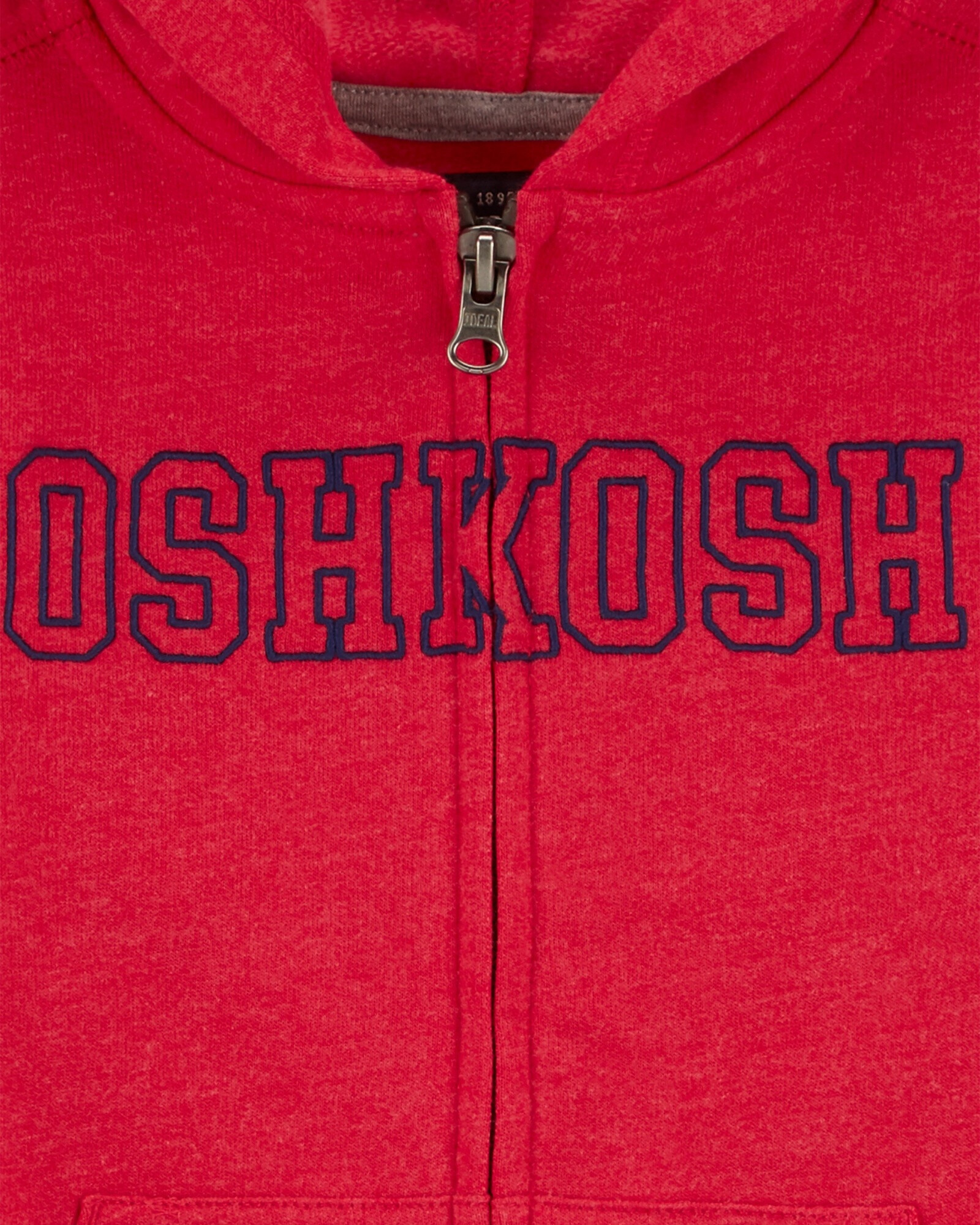 Campera de algodón con felpa, roja, con capucha y logo Sin color