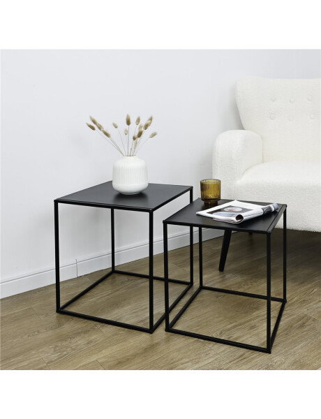 SET 2 MESAS AUX 38X38X41/34X34X37CM METAL NEGRO SET 2 MESAS AUX 38X38X41/34X34X37CM METAL NEGRO