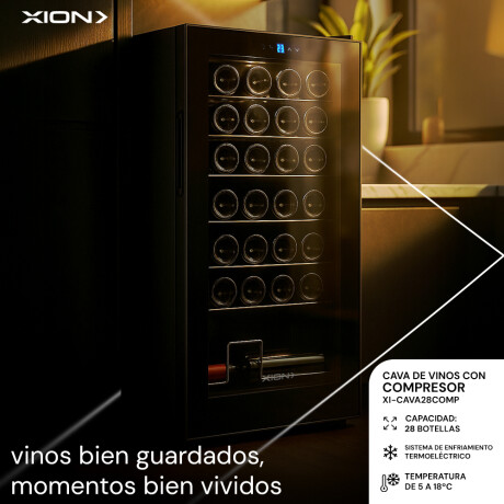 enfriadora de vinos 28 botellas con compresor COLOR UNICO