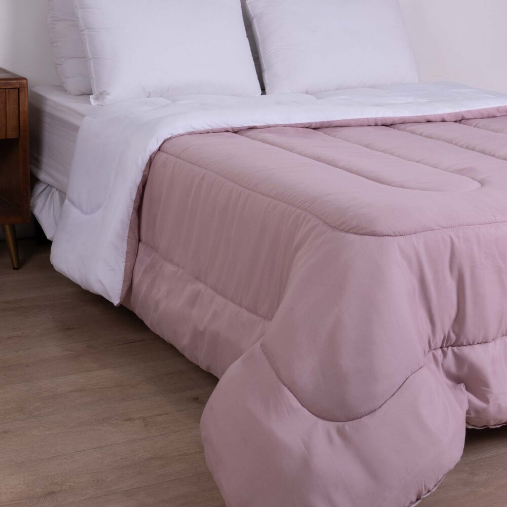 ACOLCHADO 2 PLAZAS MICROFIBRA ROSA DUO REVERSIBLE