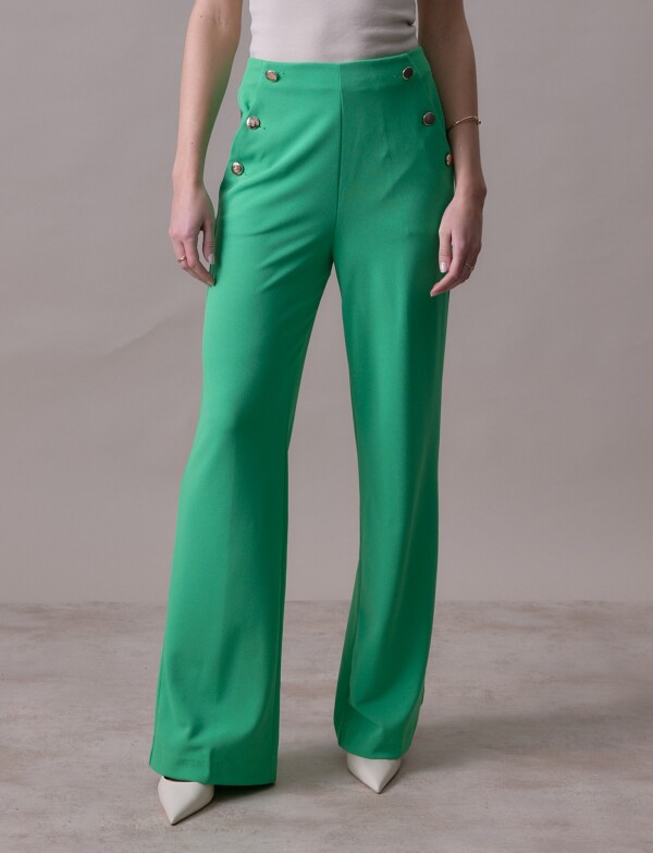 Pantalon Recto Botones VERDE