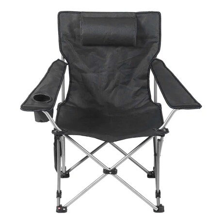 Silla de Tela Plegable Posa Vaso y Bolso Camping Playa Pesca Negro