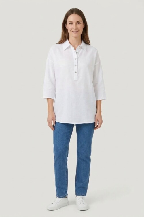 Camisa relaxed fit media cartera BLANCO