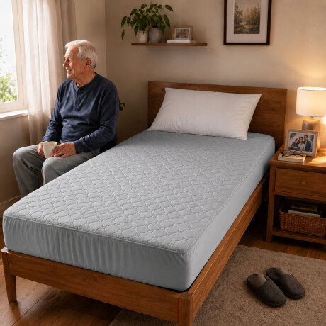 Protector Cubre Colchón Pillow Impermeable 120x200cm Gris