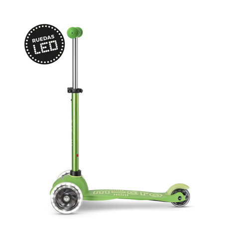 Monopatín Micro Mini Deluxe LED Ajustable con 3 Ruedas VERDE