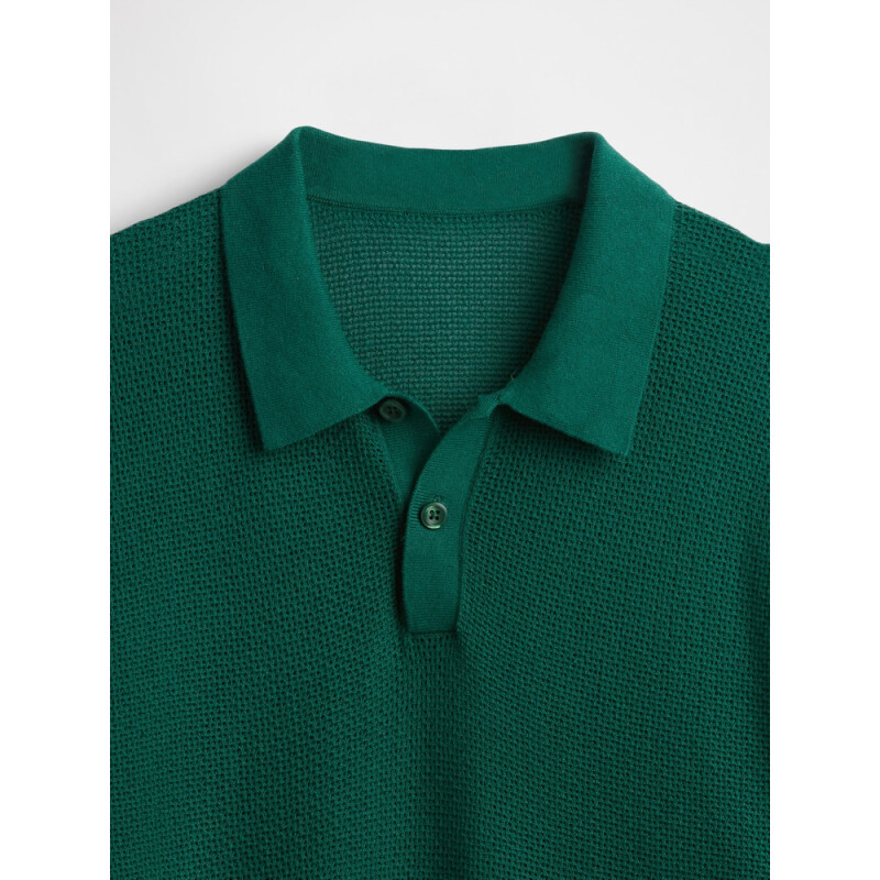 CROCHET TEXTURE POLO RAIN FOREST 19-5232 TC